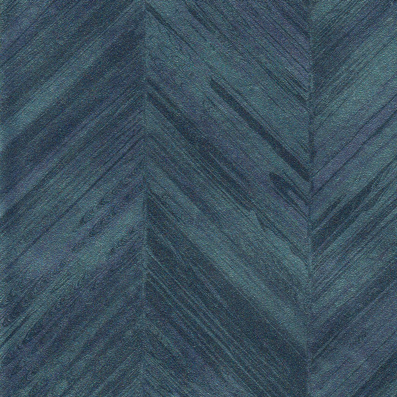 Blue metallic herringbone wallcovering