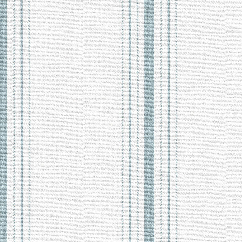 A light off-white and turquoise blue vertical pinstripe wallcovering.