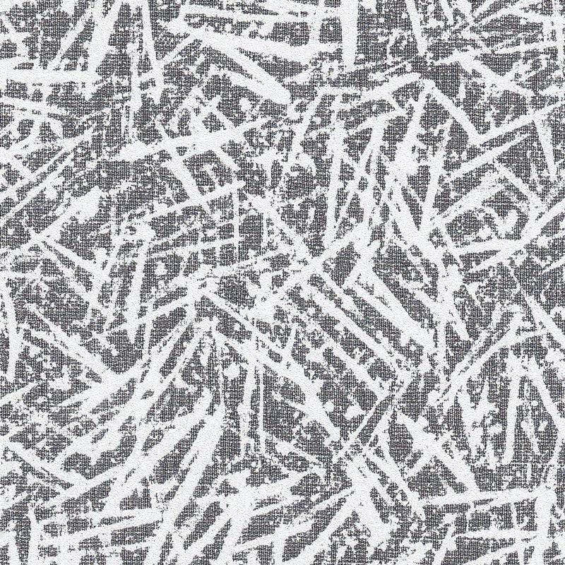 A black and white richly textured, layered wallcovering.