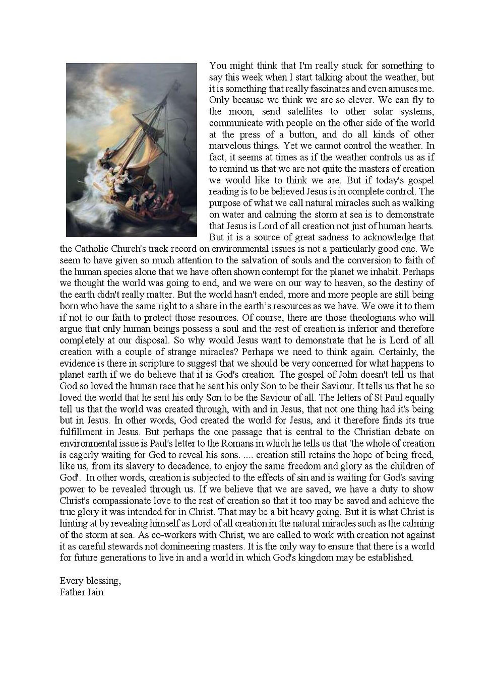 Reflection Sunday 9th Aug 26