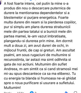 Testimonial Facebook LIVE Event grup privat de intuiție Andreea Vasile