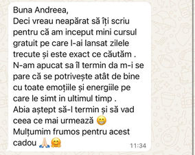 Testimonial Mini-curs gratuit de antrenare a intuiției Andreea Vasile