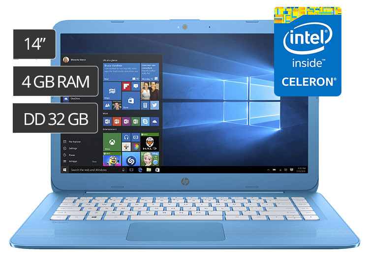 HP LAPTOP STREAM 14-AX004 14'' INTEL CELERON 32GB 4GB + FUNDA + MOUSE + AUDÍFONO