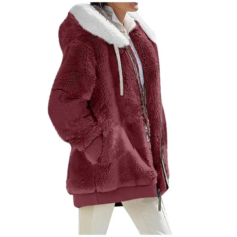 Thumbnail: Autumn Winter Fashion Women's Coat New Casual Hooded Zipper Lady Clothes Cashmer