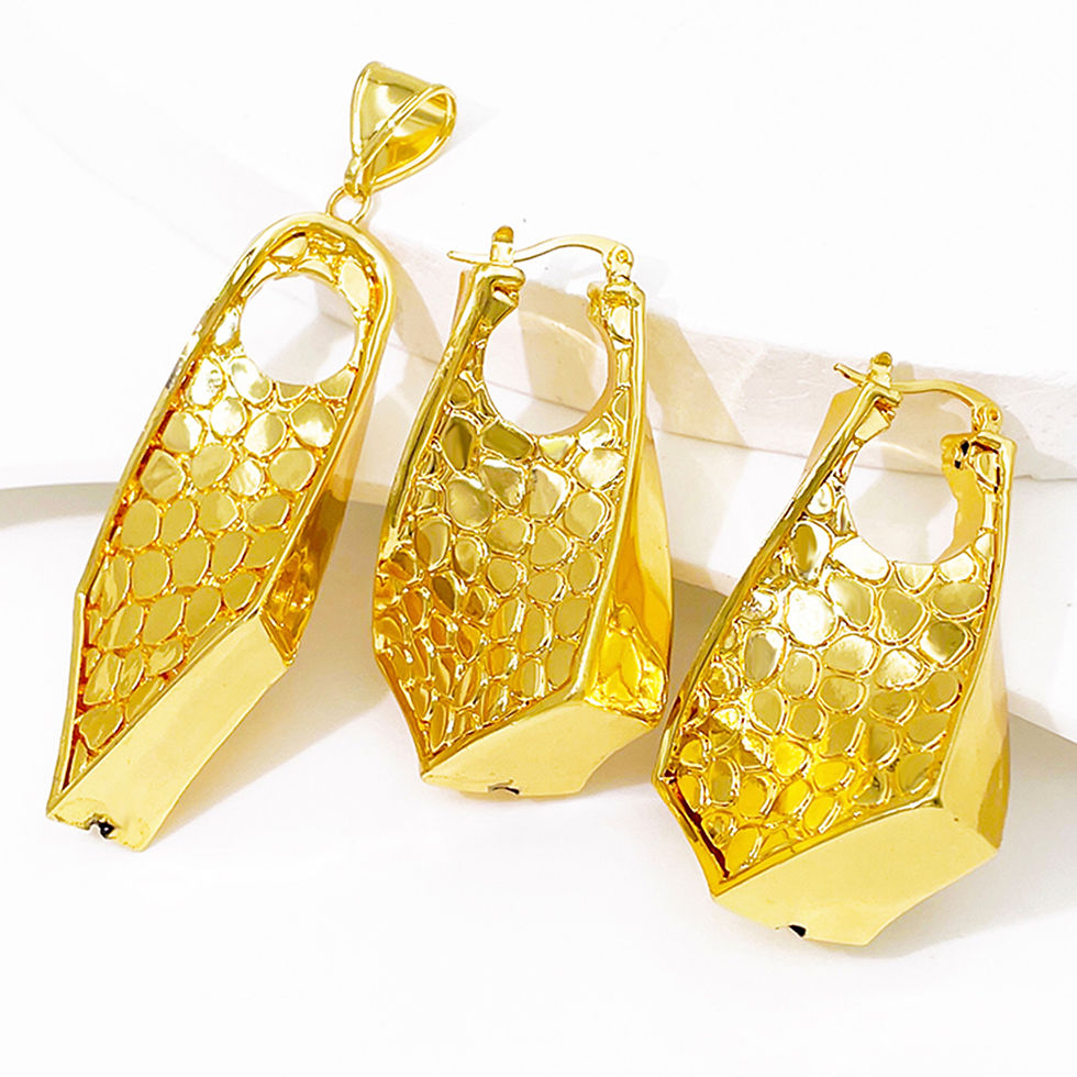 Thumbnail: GZJPEI Fashion 18K Gold Color Necklace Earring Set African Dubai Bridal Wedding 
