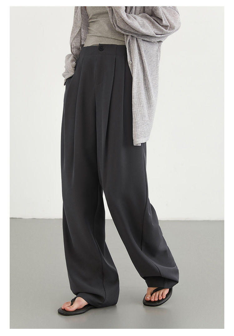 Thumbnail: CHIC VEN Women Pants New Casual High Waisted Female Pleated Trousers Drooping Wi