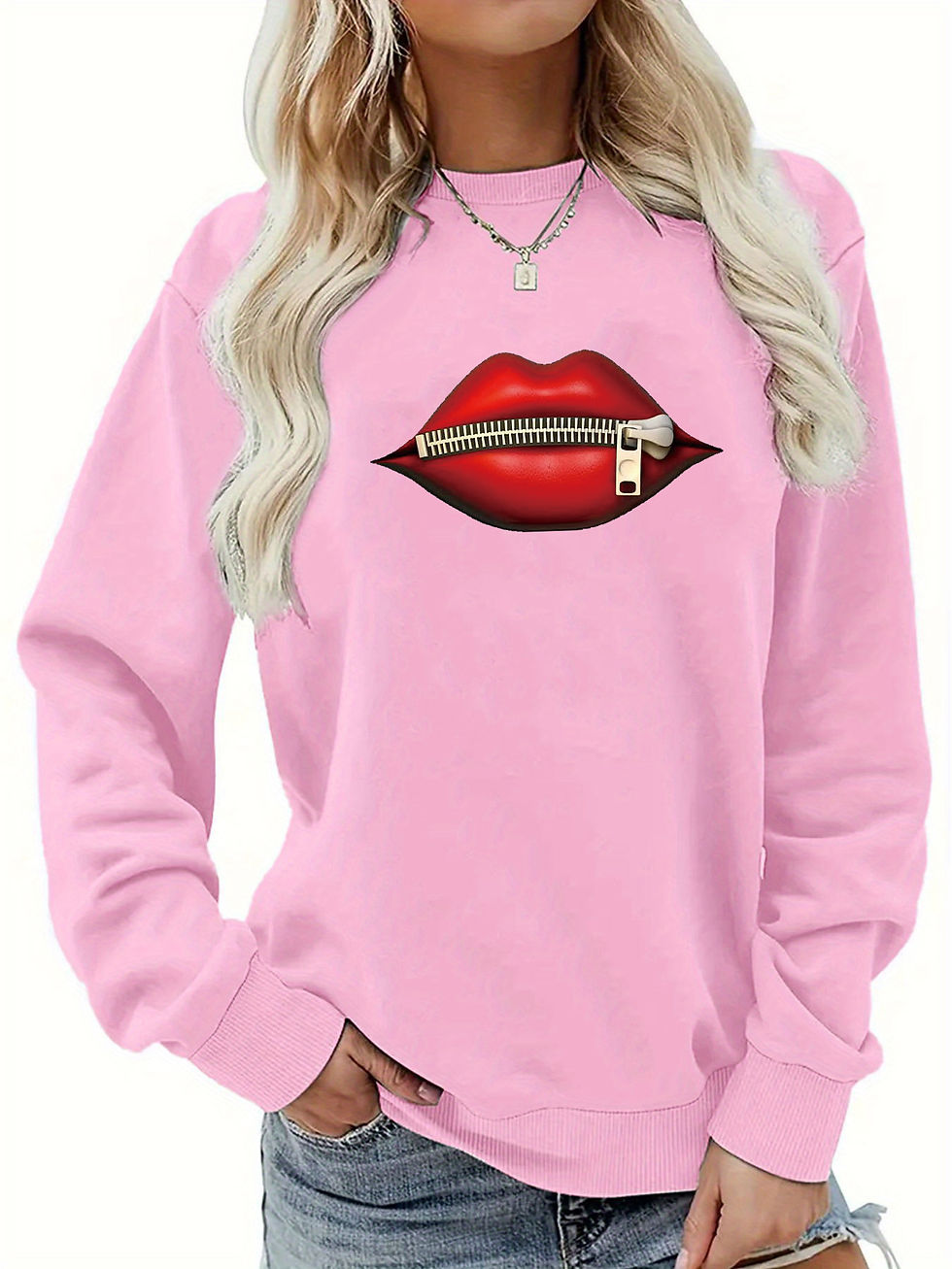Thumbnail: Women's autumn and winter casual fashion loose and comfortable warm lip print pa
