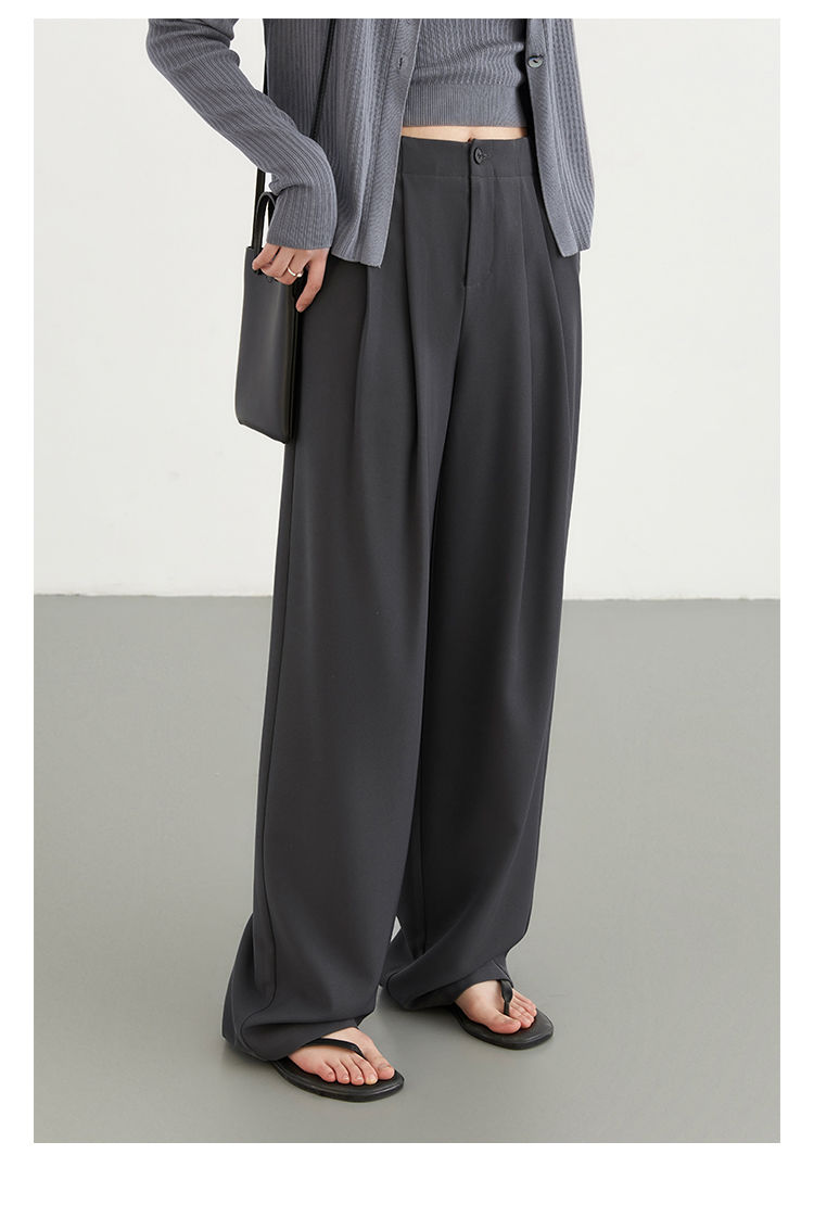 Thumbnail: CHIC VEN Women Pants New Casual High Waisted Female Pleated Trousers Drooping Wi
