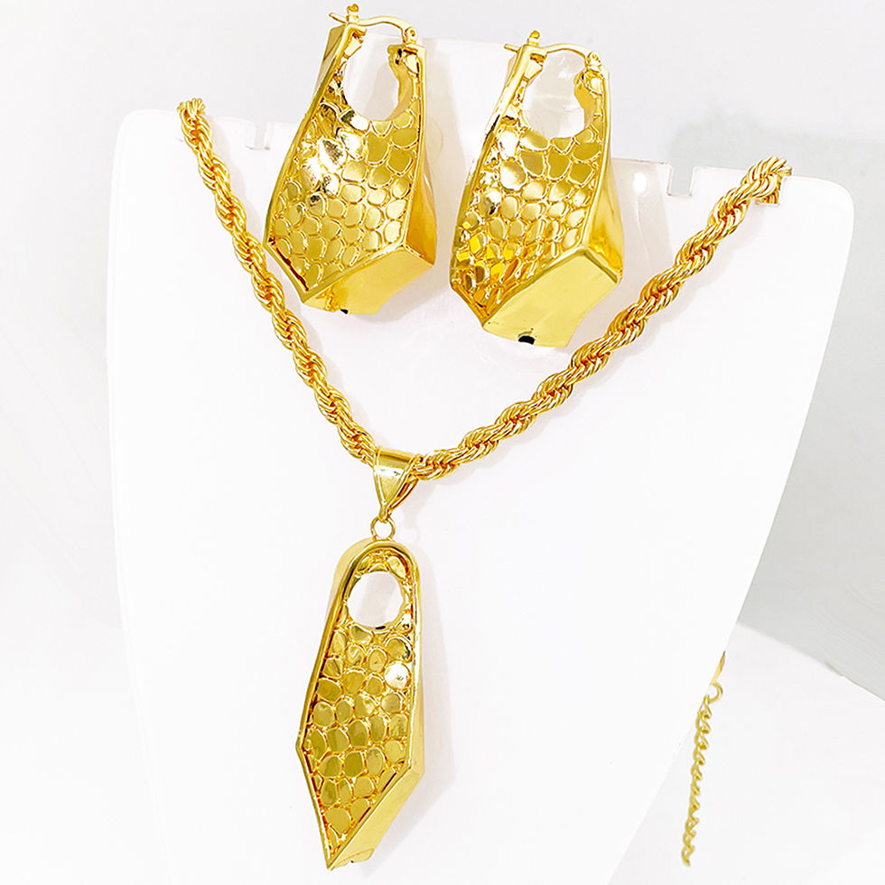 Thumbnail: GZJPEI Fashion 18K Gold Color Necklace Earring Set African Dubai Bridal Wedding 