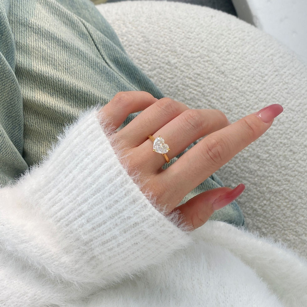 Miniatura: Anillo Imitación diamante corazón brillante AAA premium .925