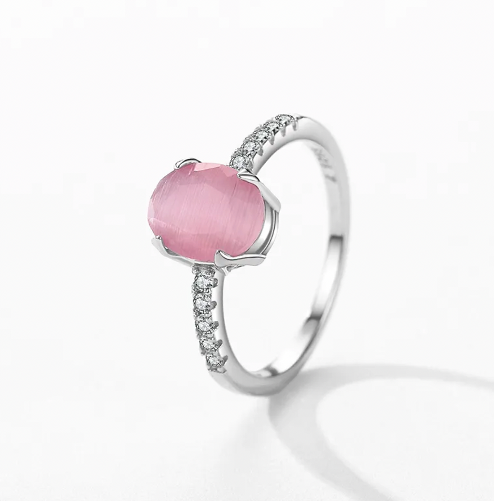 Thumbnail: Anillo cuarzo rosa plata .925