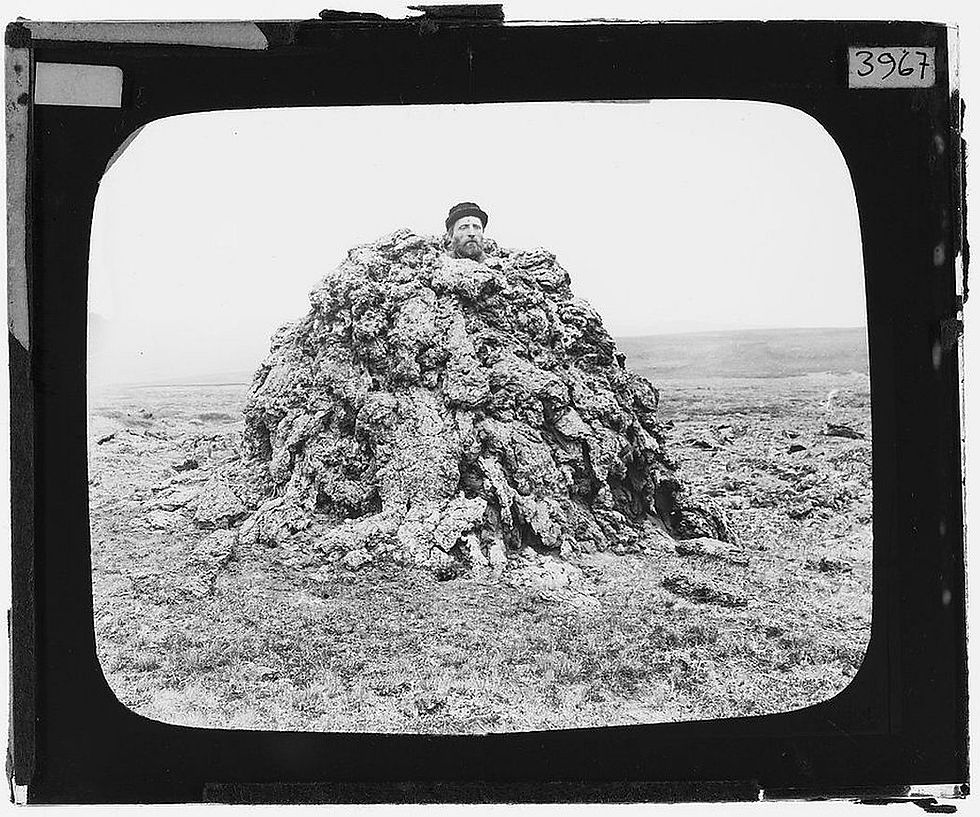 A man in a spiracle, Iceland (1893)