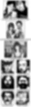Collage of ten black-and-white portraits. Includes couples, solo images, military uniform, and varied expressions. Some appear somber.