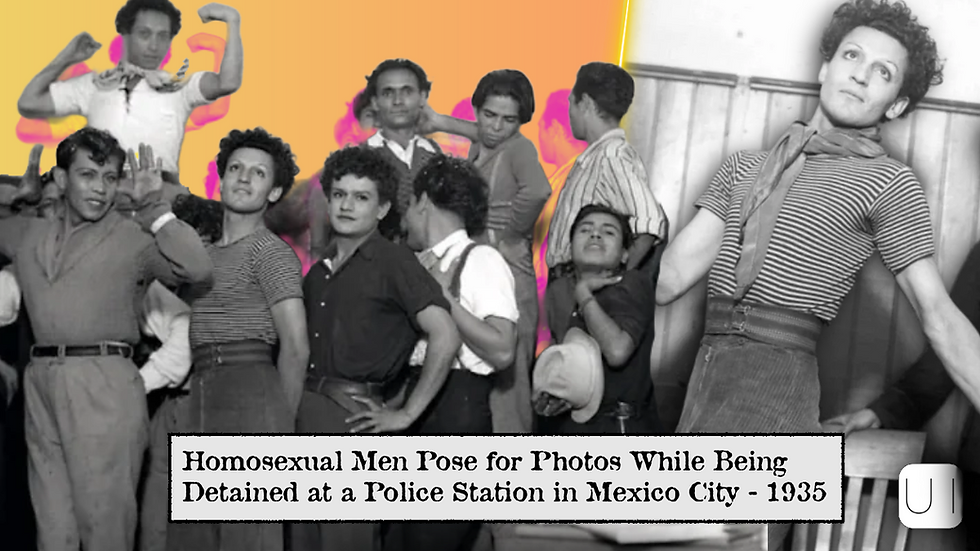 Homosexual Men Pose for Photos While Being Detained at a Police Station in Mexico City - 1935