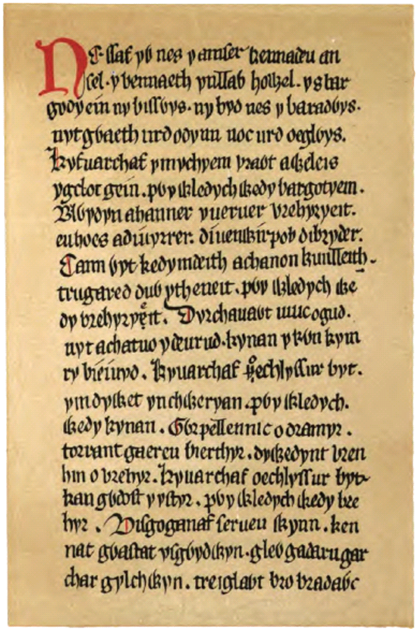 Facsimile of part of column 579 from the Red Book of Hergest