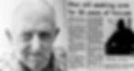 Older man's face, newspaper headline 'Man still see for 56 years'.
