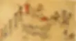 Illustrated historical map with figures in period clothing, including soldiers, riders, and officials. German text labels map sections.