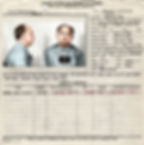 Mugshot document of a man at Alcatraz, 1961, listing physical details and criminal history. Background text includes "U.S. Penitentiary."