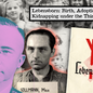 Collage with historical figures, faded children's photo, and titled documents on Lebensborn, emphasizing somber themes of birth and adoption.