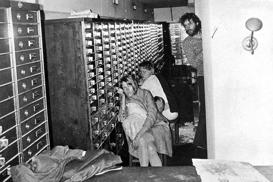 This photo was taken by the Stockholm Police, the fourth day of a highly televised bank robbery turned hostage crisis, August 26, 1973
