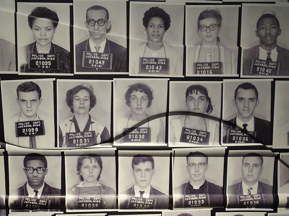 Mug shots of some of the more than 300 “freedom riders” who were arrested in Mississippi during the summer of 1961