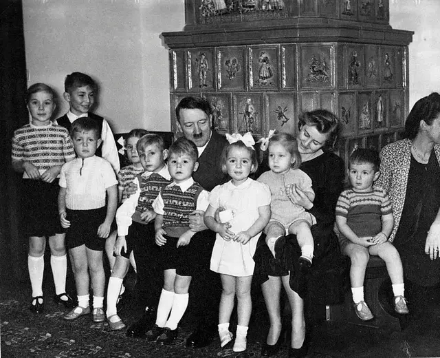 Adolf Hitler and Eva Braun with the Speer and Bormann children, 1939. Martin is second from the left.