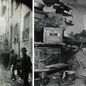 Two victorian scenes taken in New York slums in the 1800s. One in an alleyway and one in a crowded room.