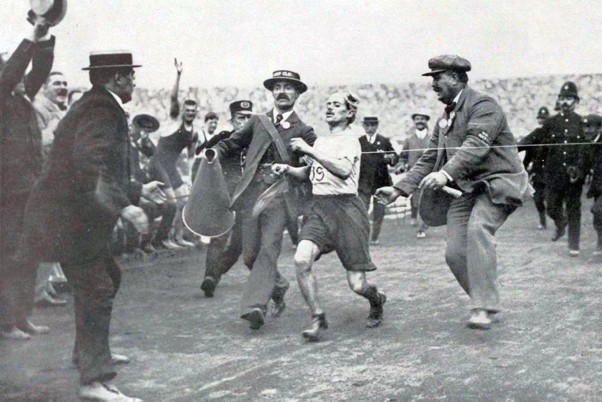 Italian Dorando Pietri was disqualified in 1908 after Olympic officials helped him up when he stumbled at the finish line