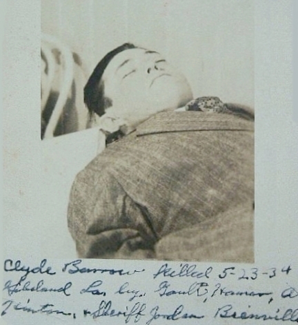 Photo of clyde Barrow taken before his funeral