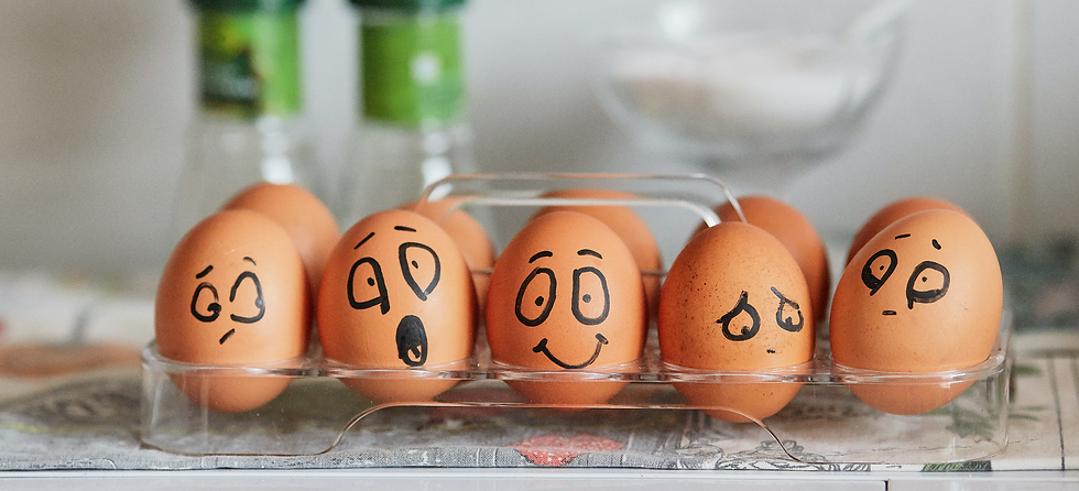 emotional facial expression on eggs