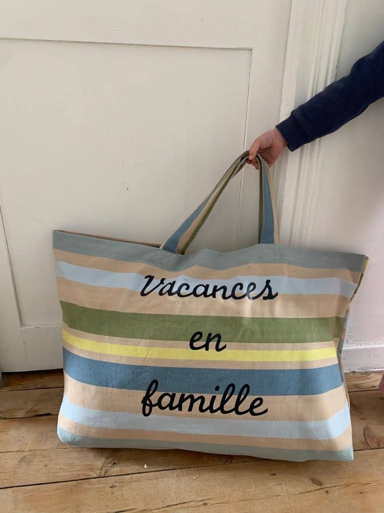 Miniature : Cabas de plage XL 60x45x20cm grande poche intérieure 30x30cm