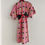 Miniature : Robe chinoise T8ans, rose et rouge avec ses accessoires (éventail, ombrelle)