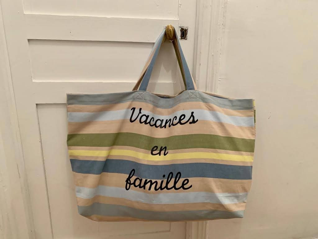 Cabas de plage XL 60x45x20cm grande poche intérieure 30x30cm