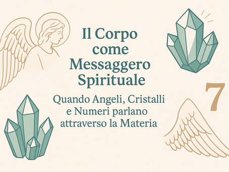 Simbolo angelico accanto a un corpo umano stilizzato: il corpo come canale di comunicazione con il divino.