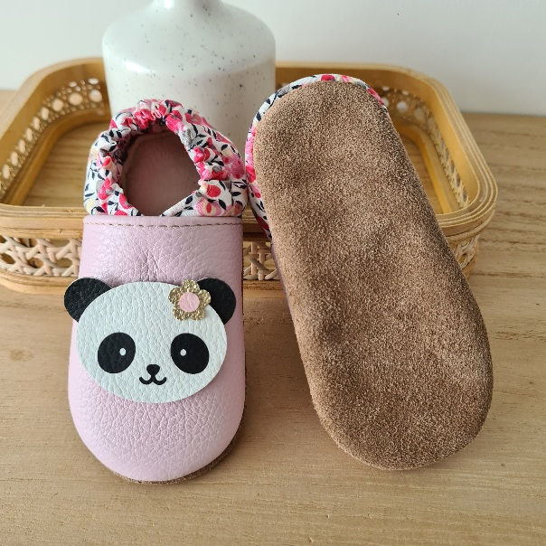 Miniature : Chaussons personnalisés antidérapants en cuir véritable.