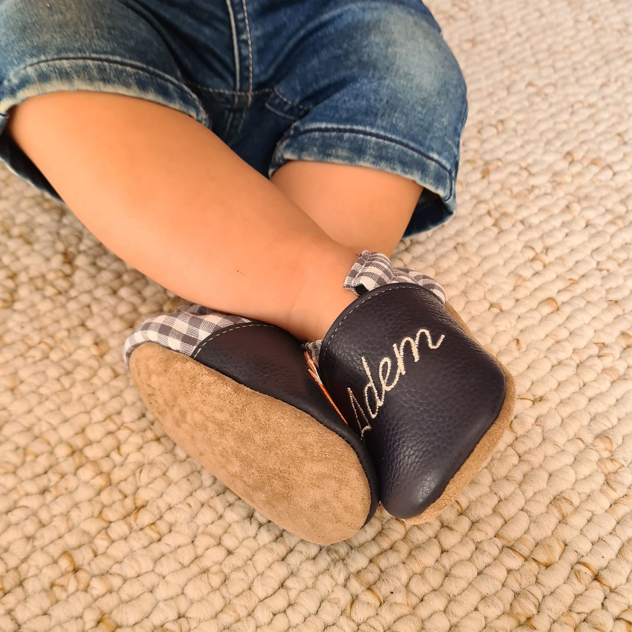 Semelle en cuir souple antidérapante pour chaussons bébé