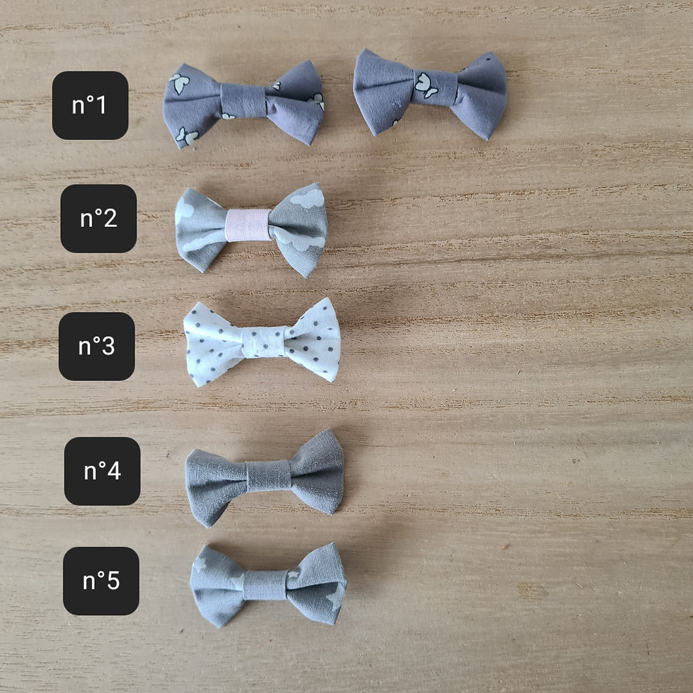 Miniature : Nœud en tissu avec pince crocodile - Gris / à l'unité