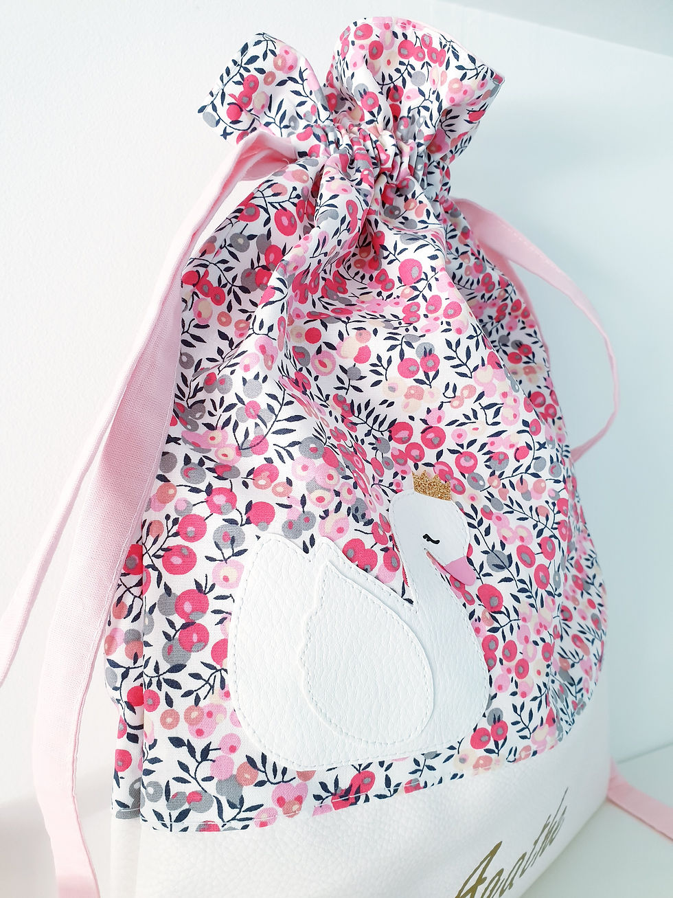 Miniature : Sac à dos ou Pochette Personnalisable : Modèle Agathe – vue de dos du sac à cordons.