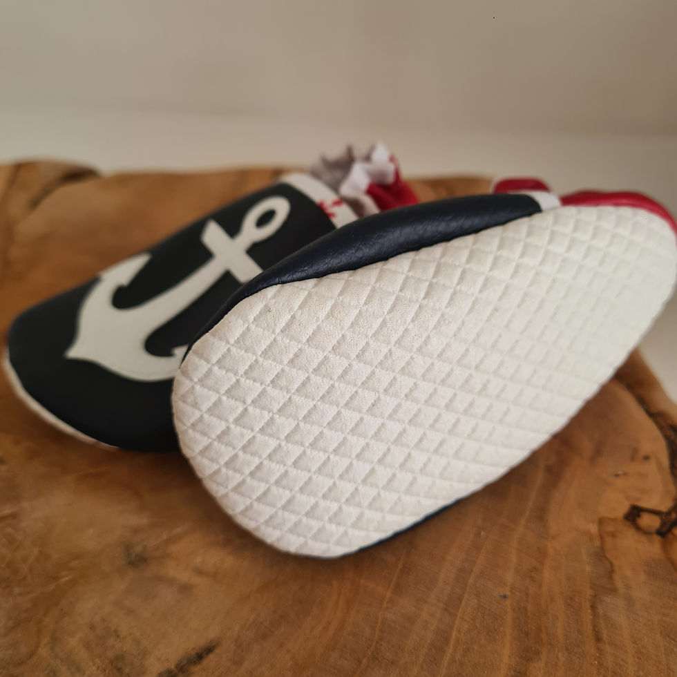 Miniature : Chaussons en simili cuir – Modèle Ancre - 6/12 mois (18-19)