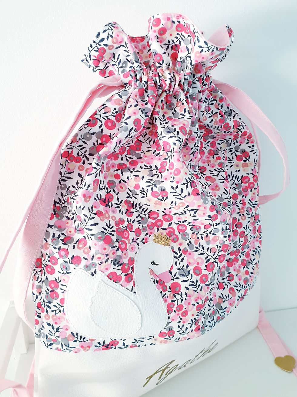 Miniature : Sac à dos ou Pochette Personnalisable : Modèle Agathe – version pochette avec liens coulissants.