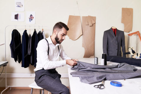 Tailor working on a sewing sample at Pattern Sewing.