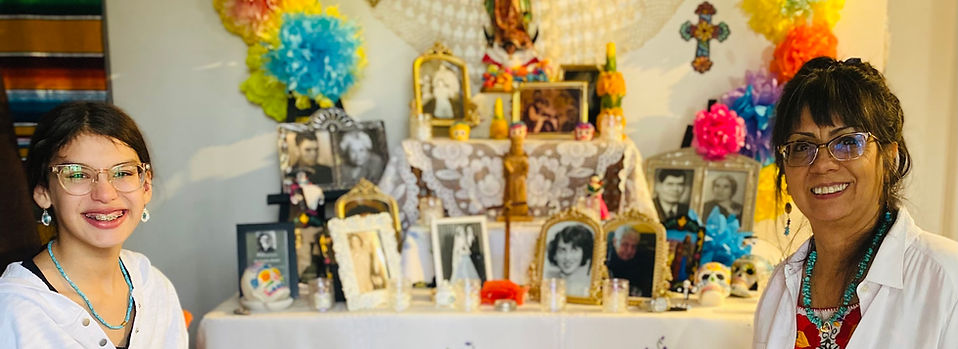 2023 Dia de Muertos/Day of Dead Ofrenda with my granddaughter who is my apprentice.