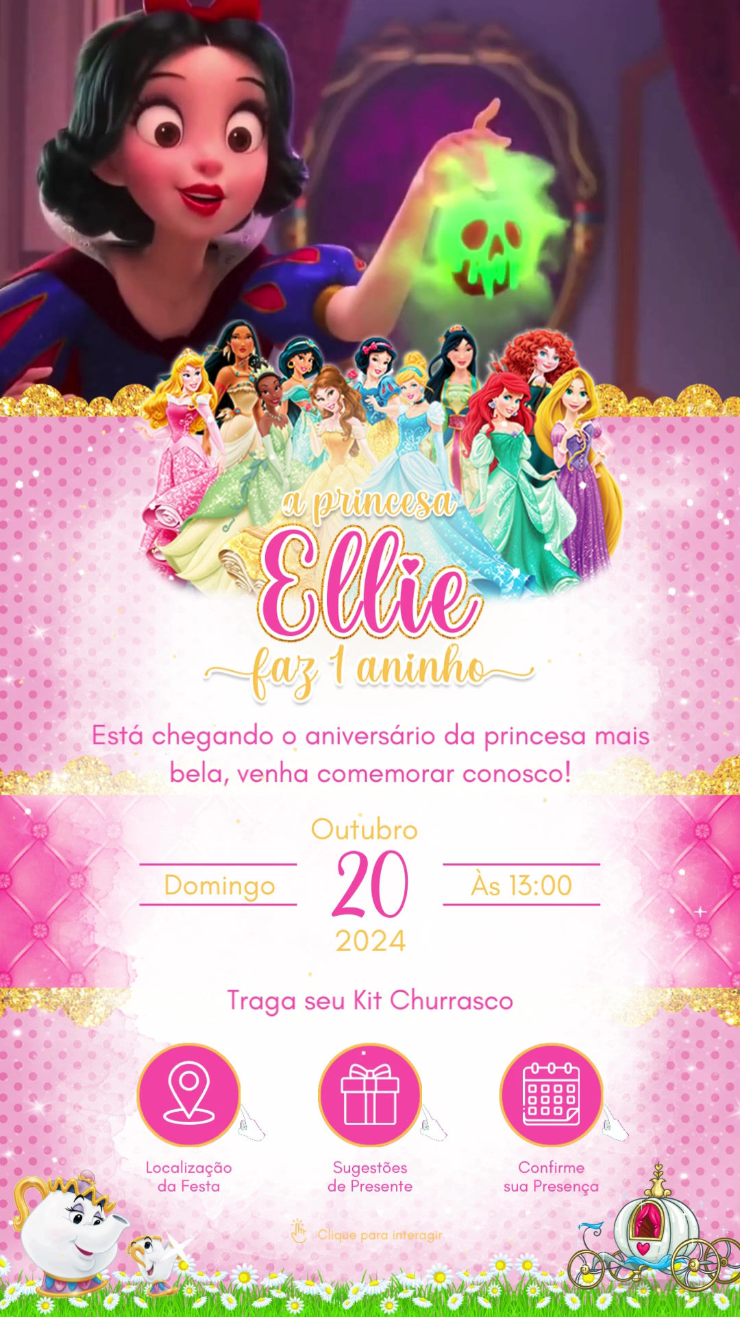 Convite Tecnológico - Princesas da Disney