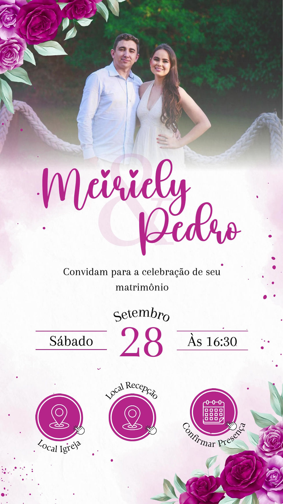 Convite Tecnológico - Casamento - Fúcsia