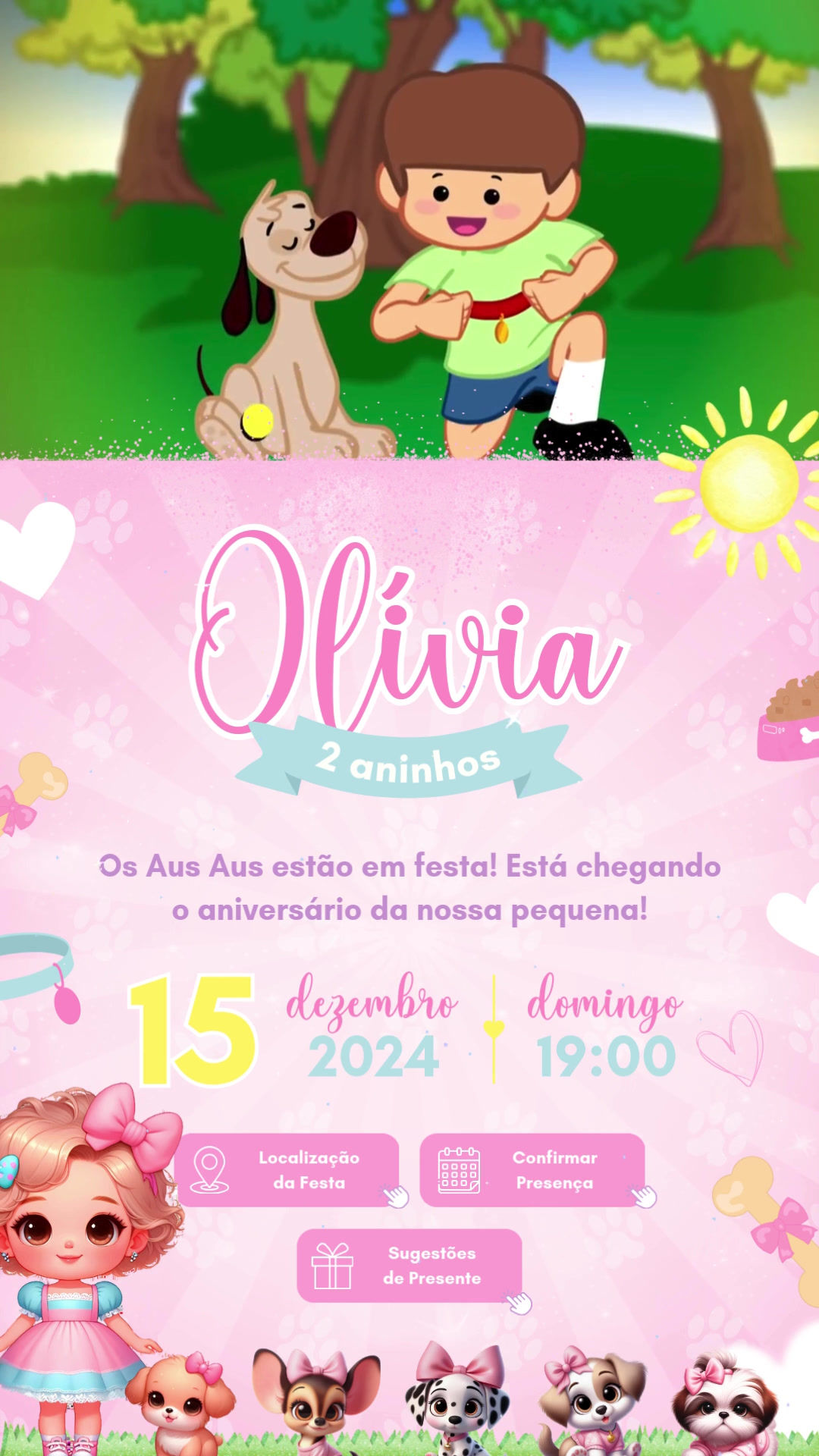 Convite Tecnológico - Cachorrinhos