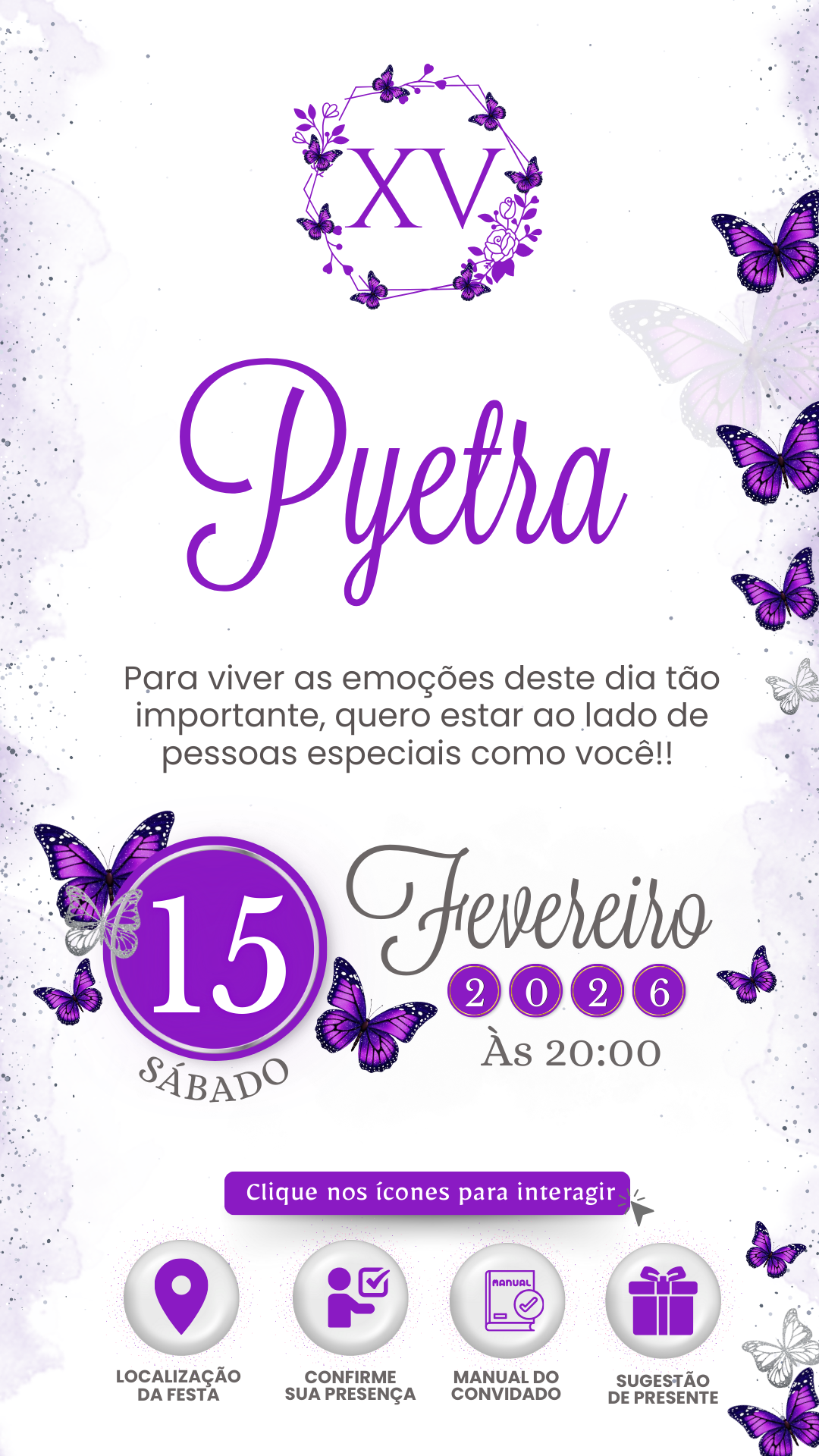 Convite Interativo - Borboleta Roxo 8