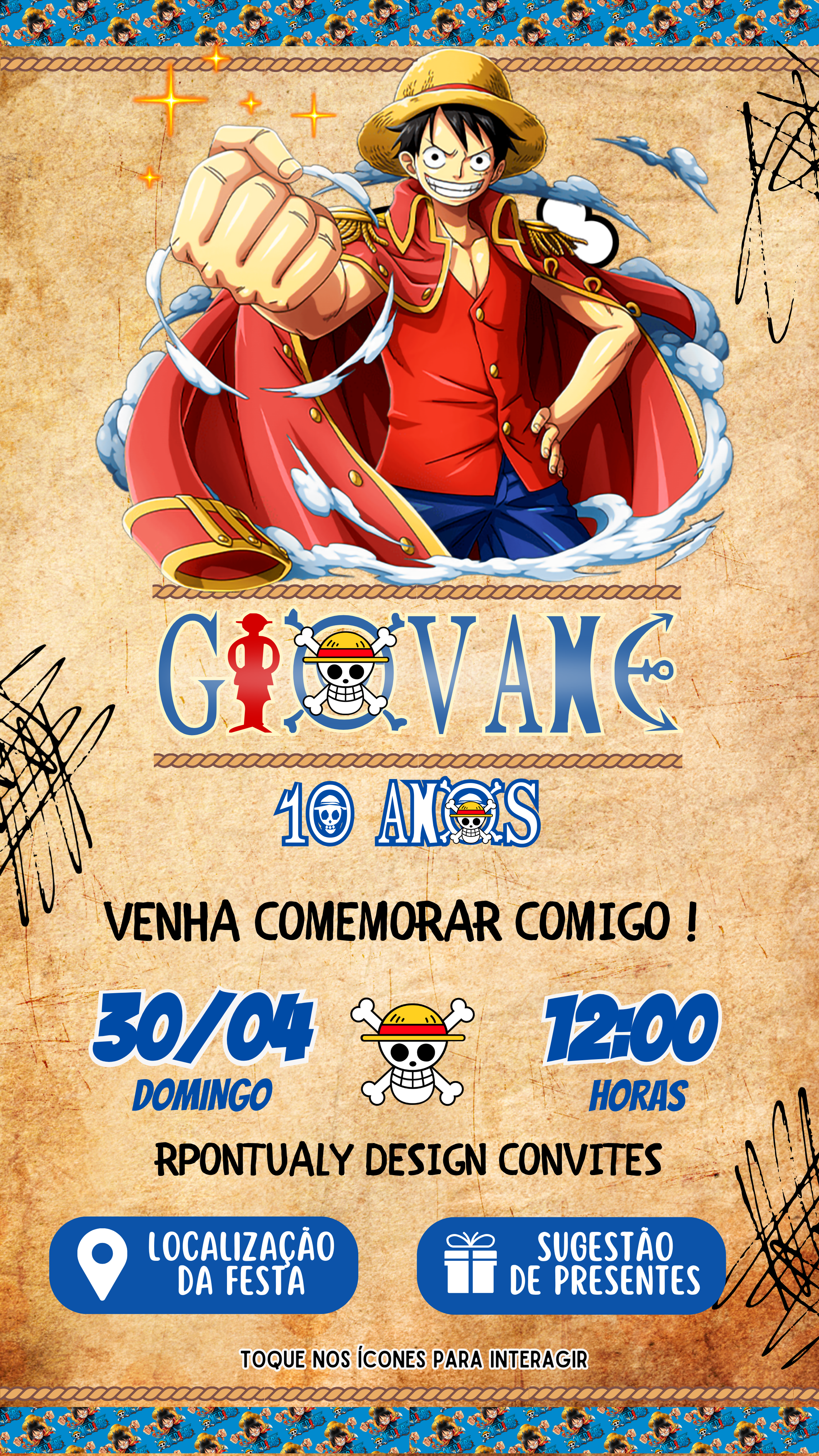 Convite Interativo - Once Piece