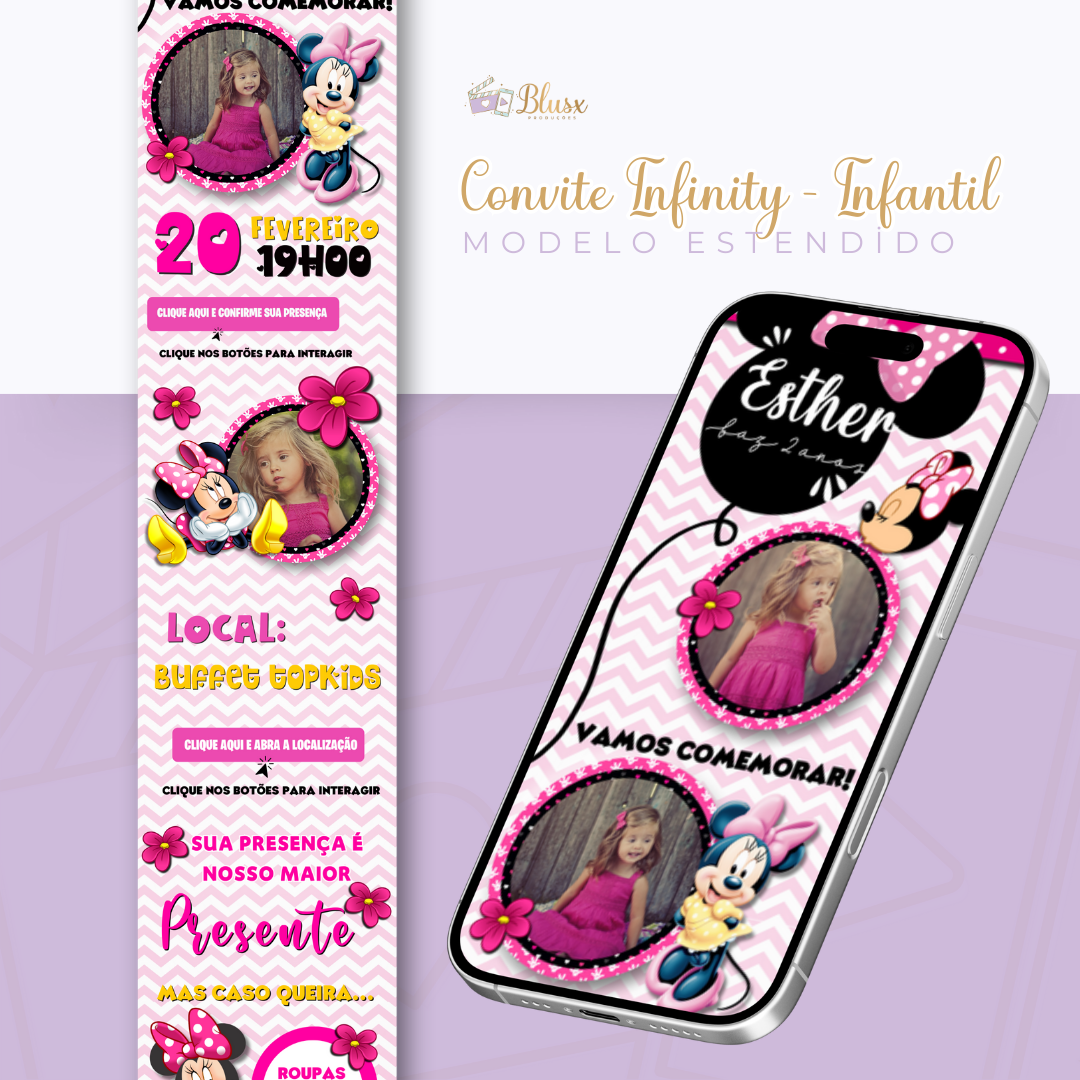 Convite Infinity - Minnie Rosa