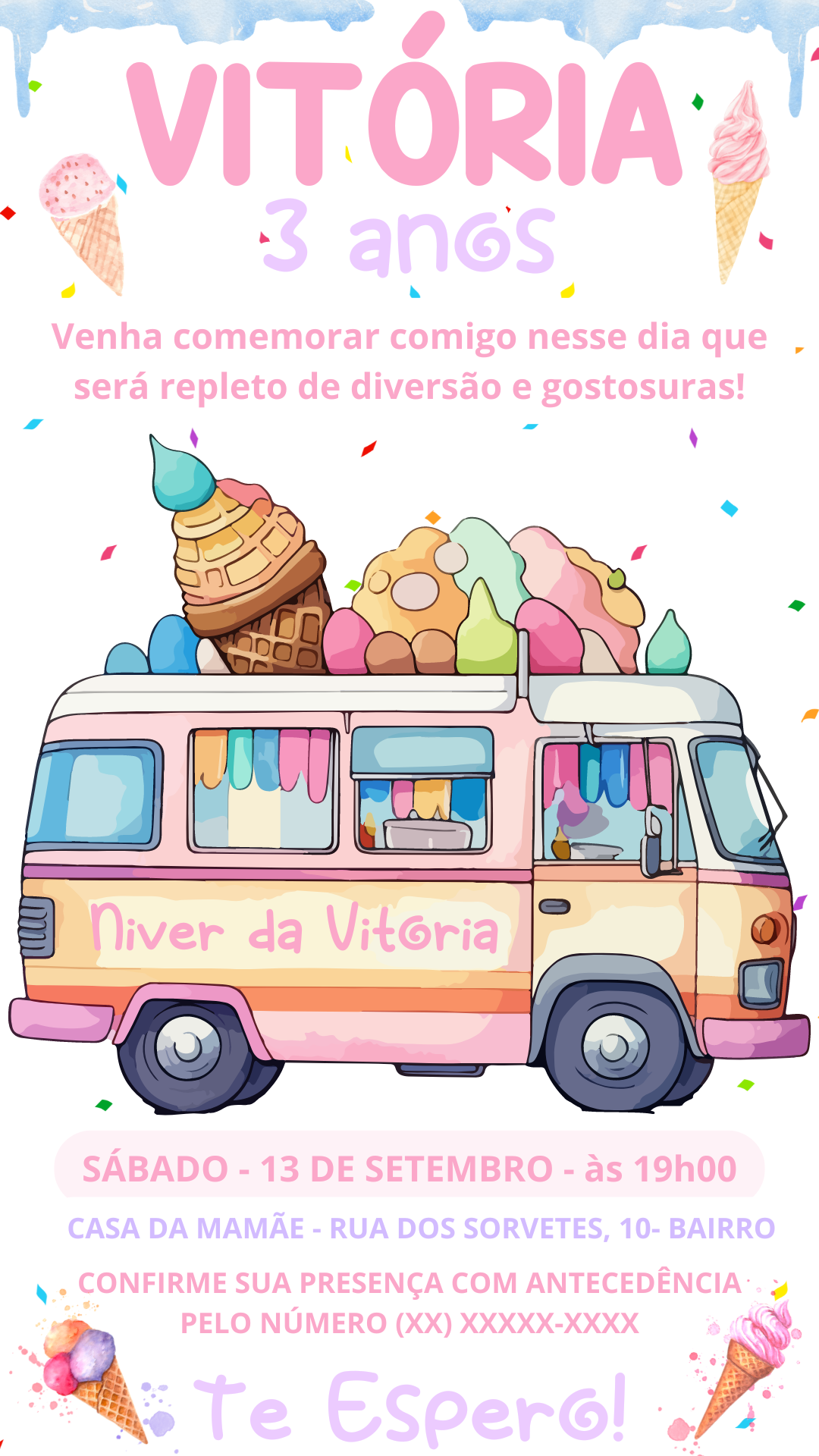 Convite Simples - Sorvete