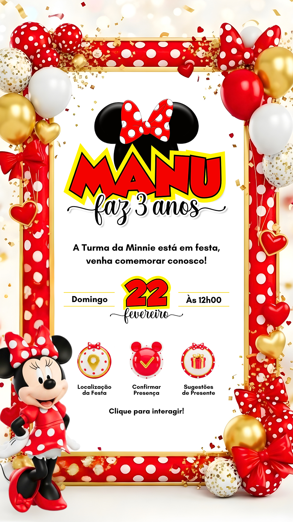 Miniatura: Convite Cinemágico Interativo - Minnie Vermelha #2